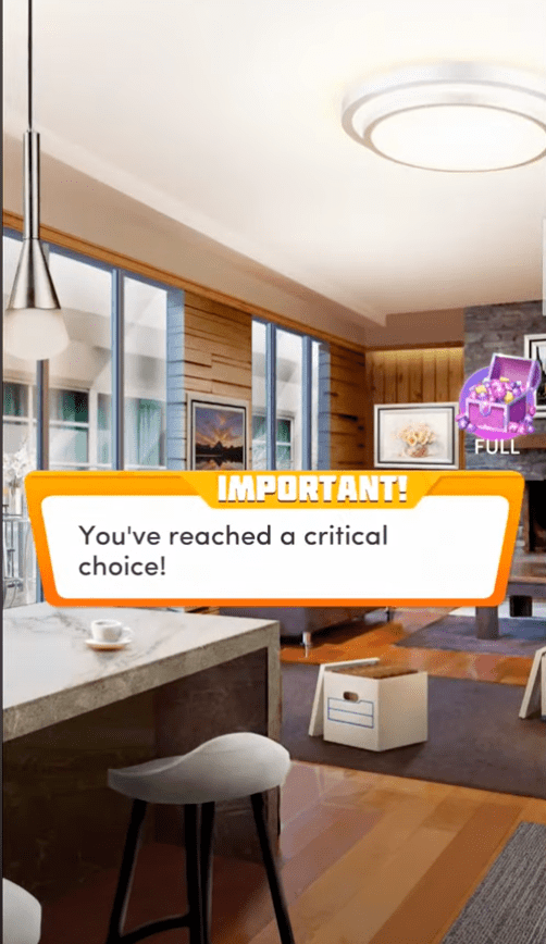 In-game critical choice notification.